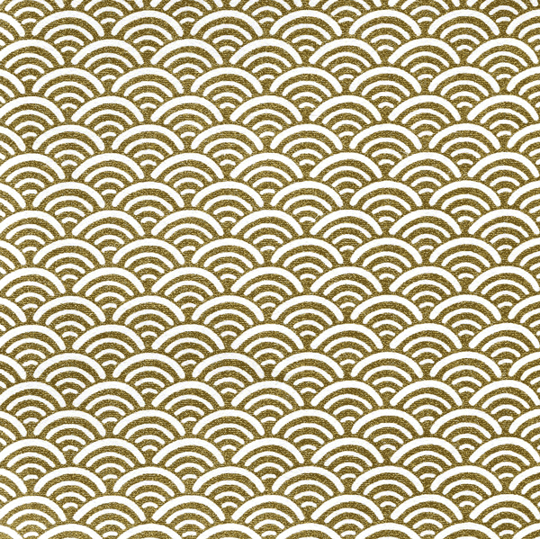 Papier japonais Seigaiha – Vagues inversées or et crème –